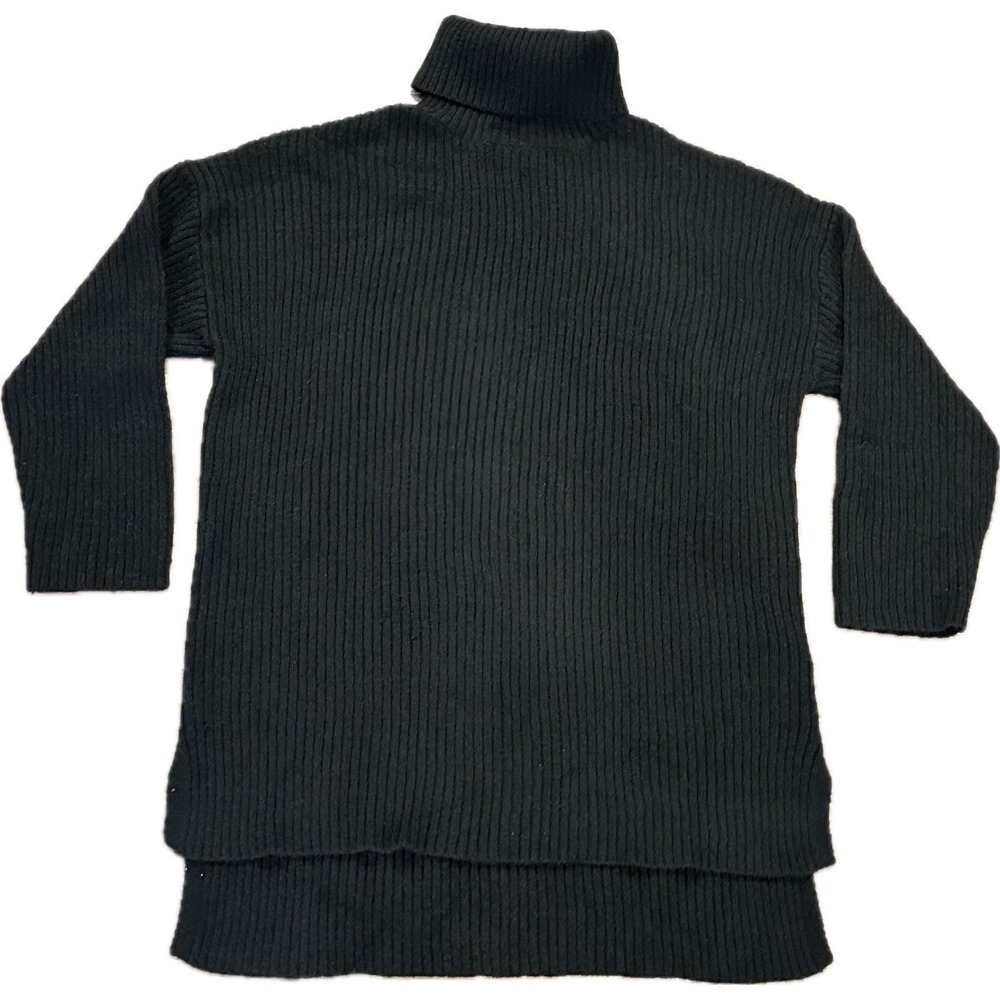 High Neck Long Sleeve Chunky Knit Oversized Side‎ Slit Pullover Sweater